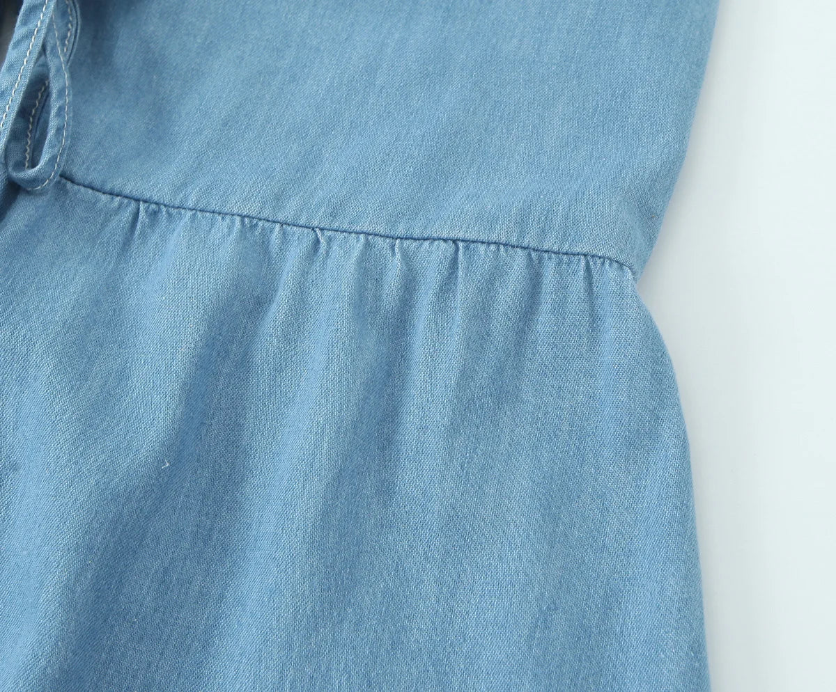 Vestido midi feminino 2025, estilo retrô de férias, com laço, modelagem solta e alças finas (suspender)