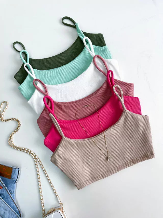 Cropped em Ribana Alça Fina Tiane