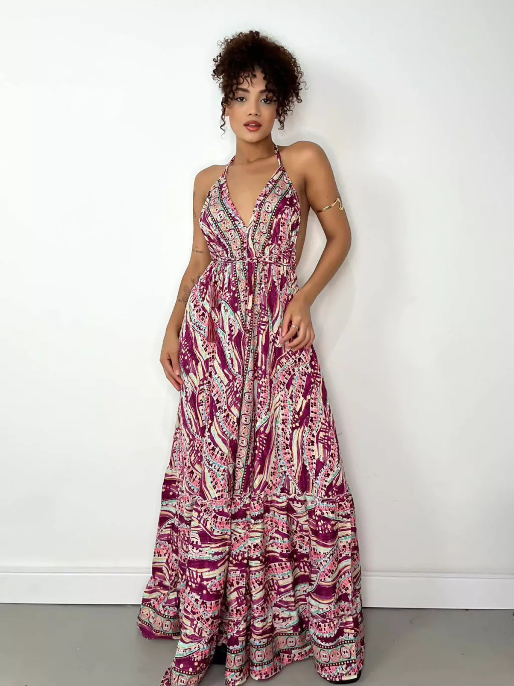 Vestido Feminino Longo Estampado Indiano Rita