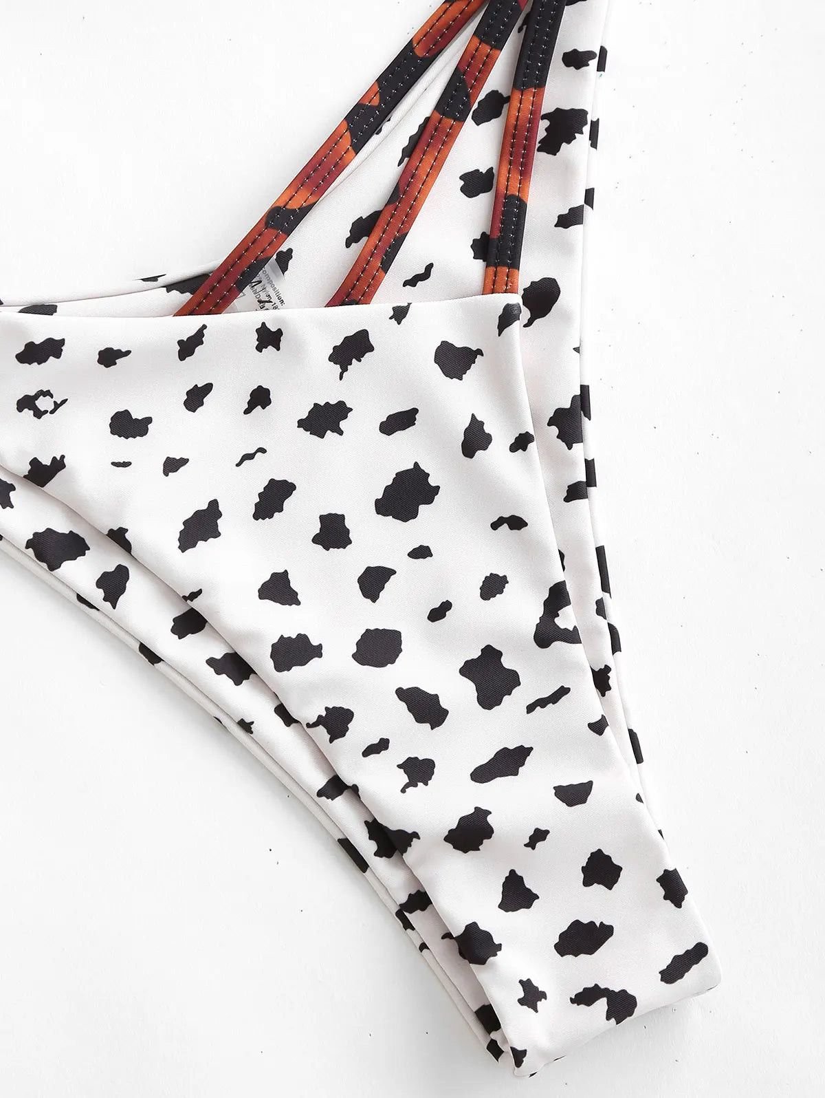 Biquíni com estampa animal, recortes e tiras, cintura alta, top tomara-que-caia sexy. Conjunto de biquíni feminino, maiô de duas peças.