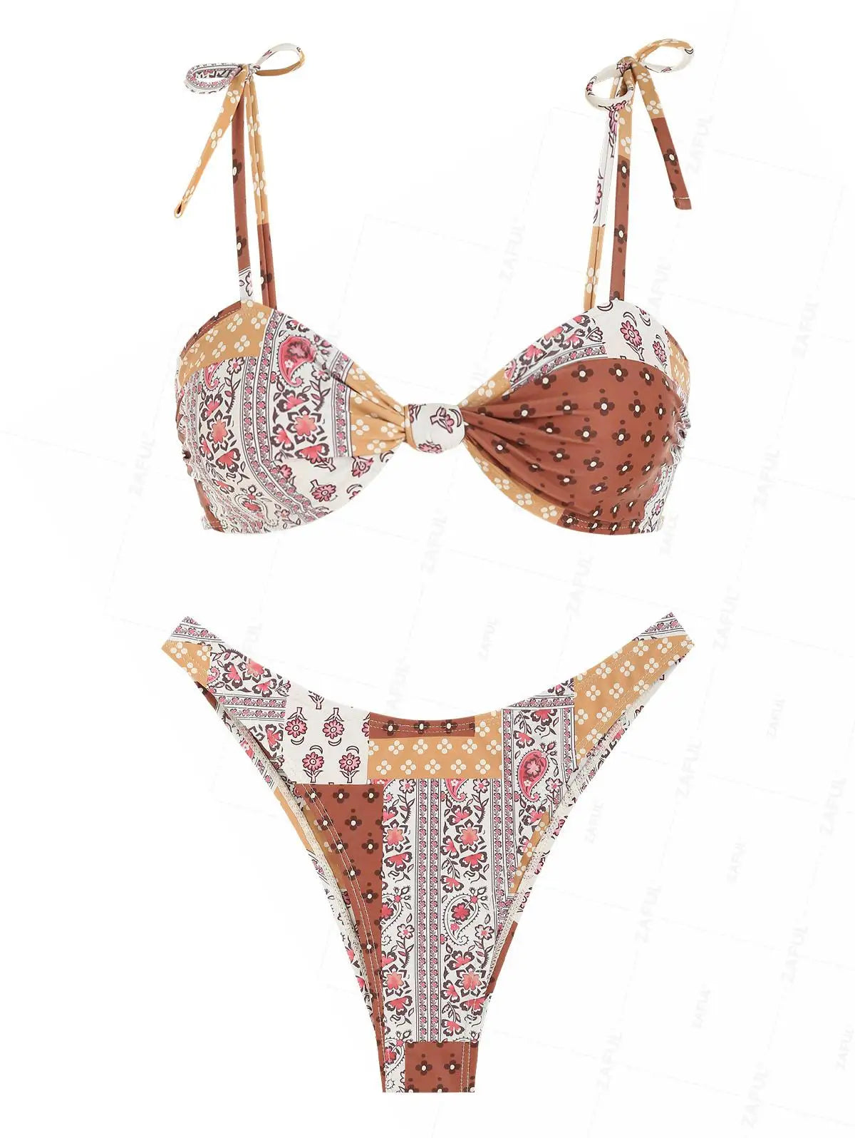 Conjunto de biquíni bicolor.