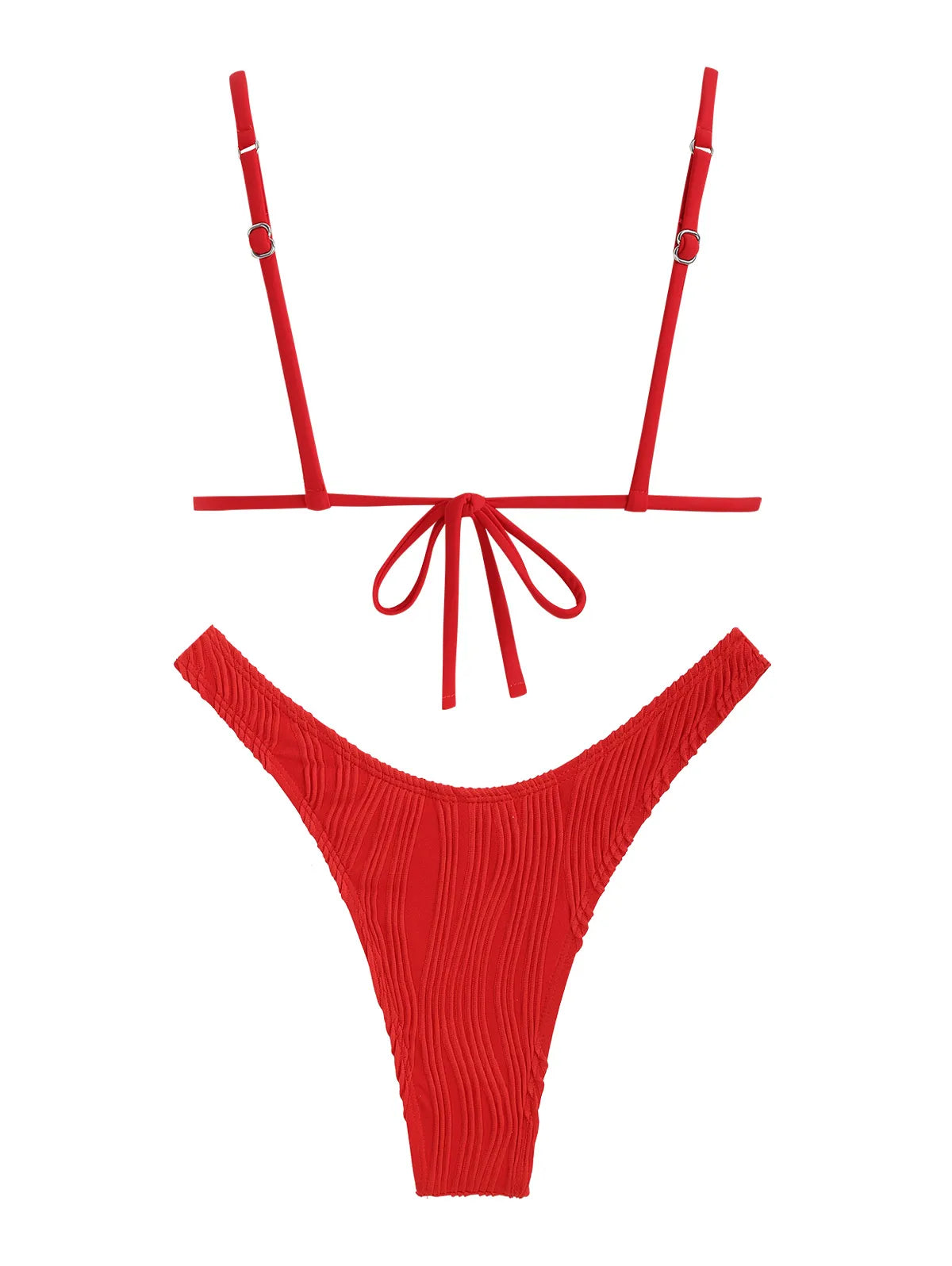 Biquíni feminino com textura em ondas.