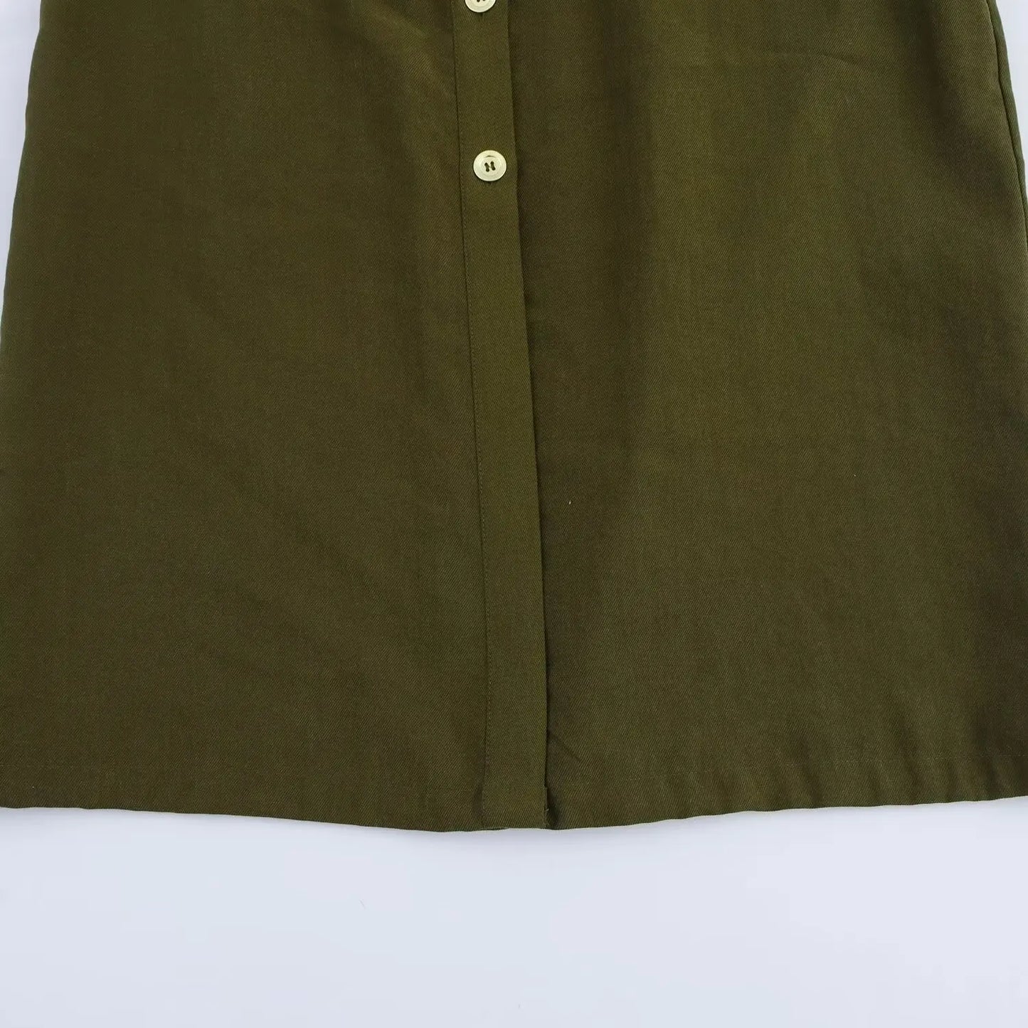 Vestido feminino verão de cor lisa, simples, com cinto, manga curta e lapela