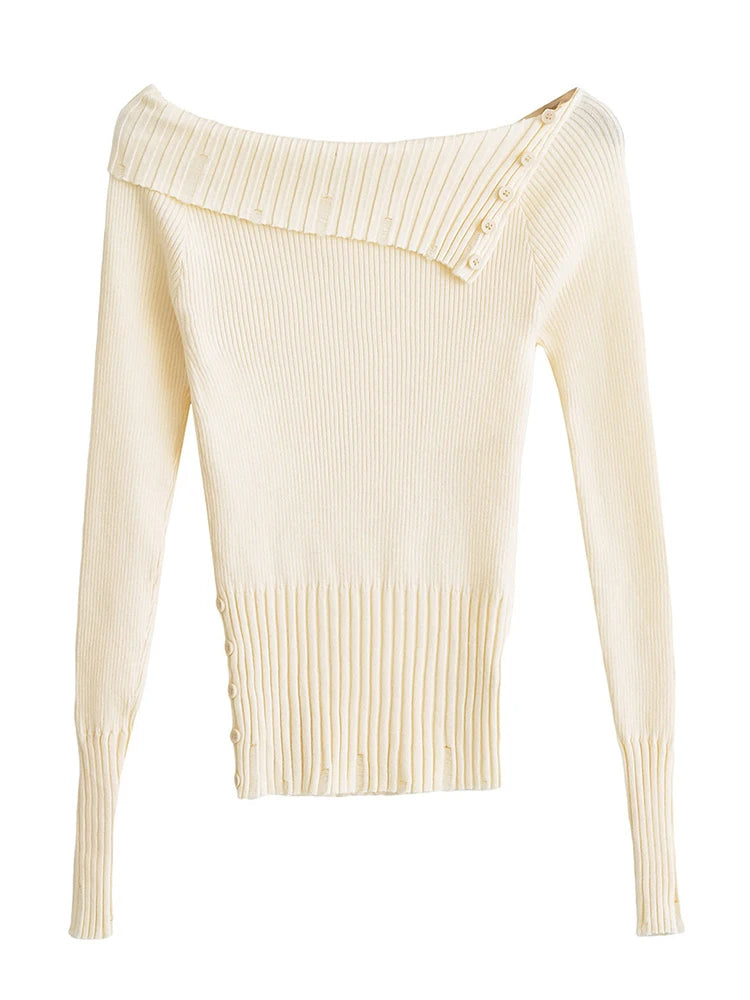 Suéter feminino preto ombro a ombro.