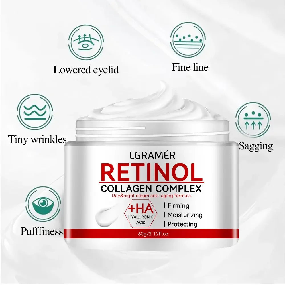 Creme Antirrugas LGRAMER: Retinol, Colágeno para Hidratação e Brilho