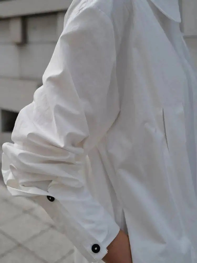 DEAT – Vestido‑camisa feminina com lapela, modelagem solta