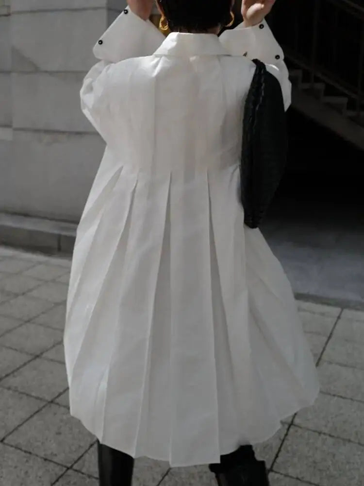 DEAT – Vestido‑camisa feminina com lapela, modelagem solta