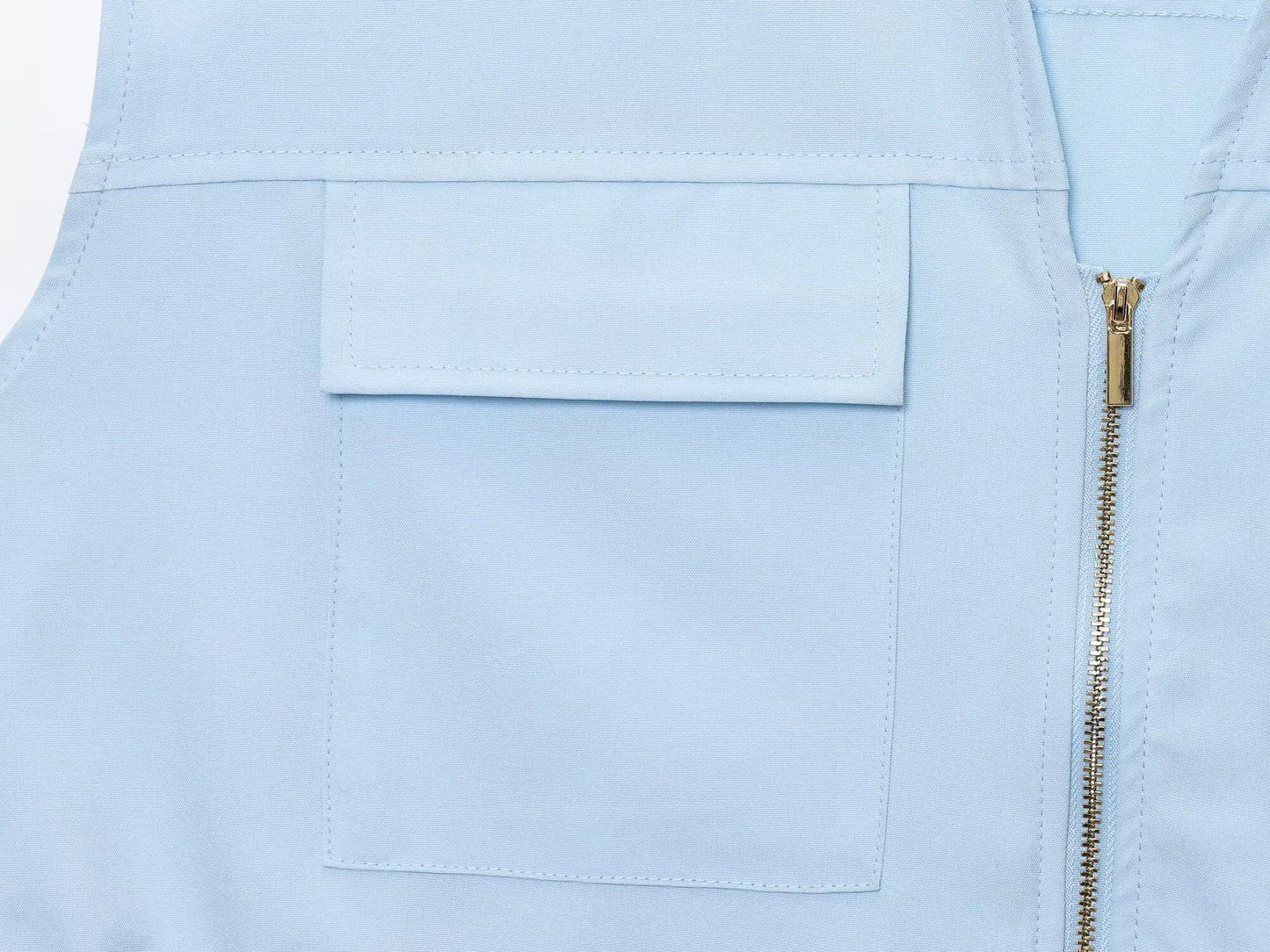 Conjunto BSK&amp;TRAF – Novidades Verão 2025: Top feminino sem mangas estilo safari, com lapela e caimento confortável + calça casual de perna larga e cintura alta.