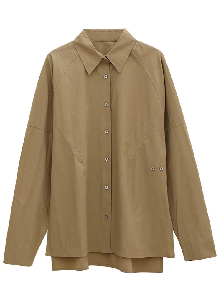 Camisa feminina caqui com cintura ajustável