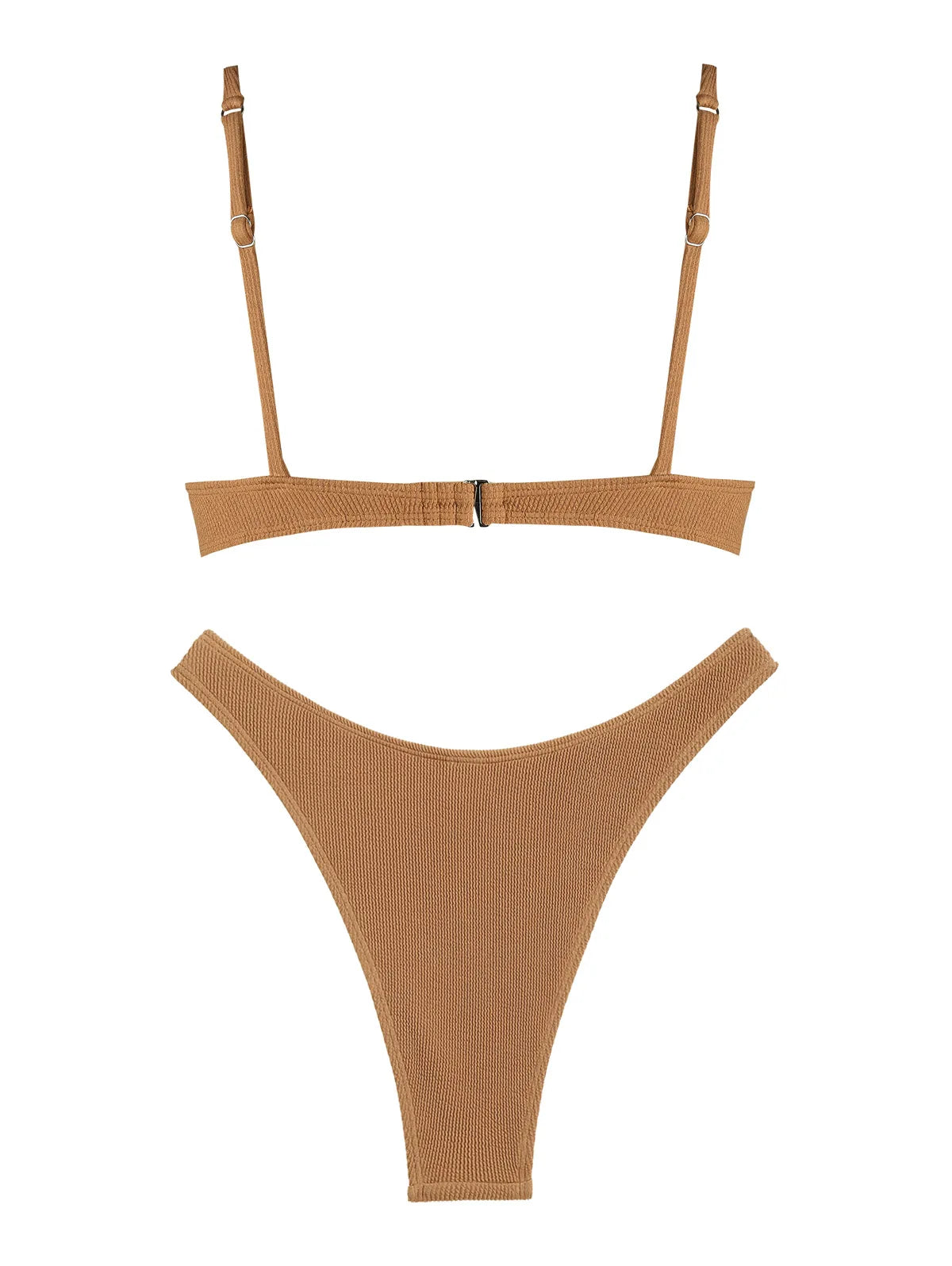 Biquíni feminino sexy de cor lisa, conjunto de duas peças.