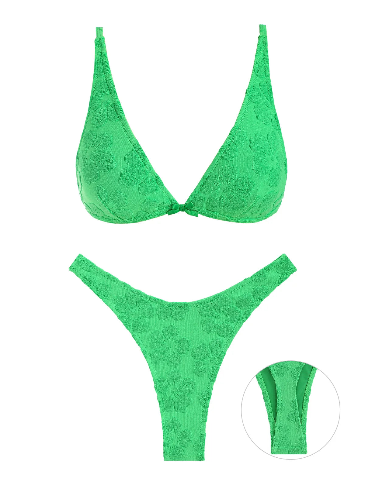 Biquíni sexy de renda modelo triângulo para mulheres, estampa floral, parte de baixo estilo tanga com tiras, conjunto de duas peças, moda praia feminina.