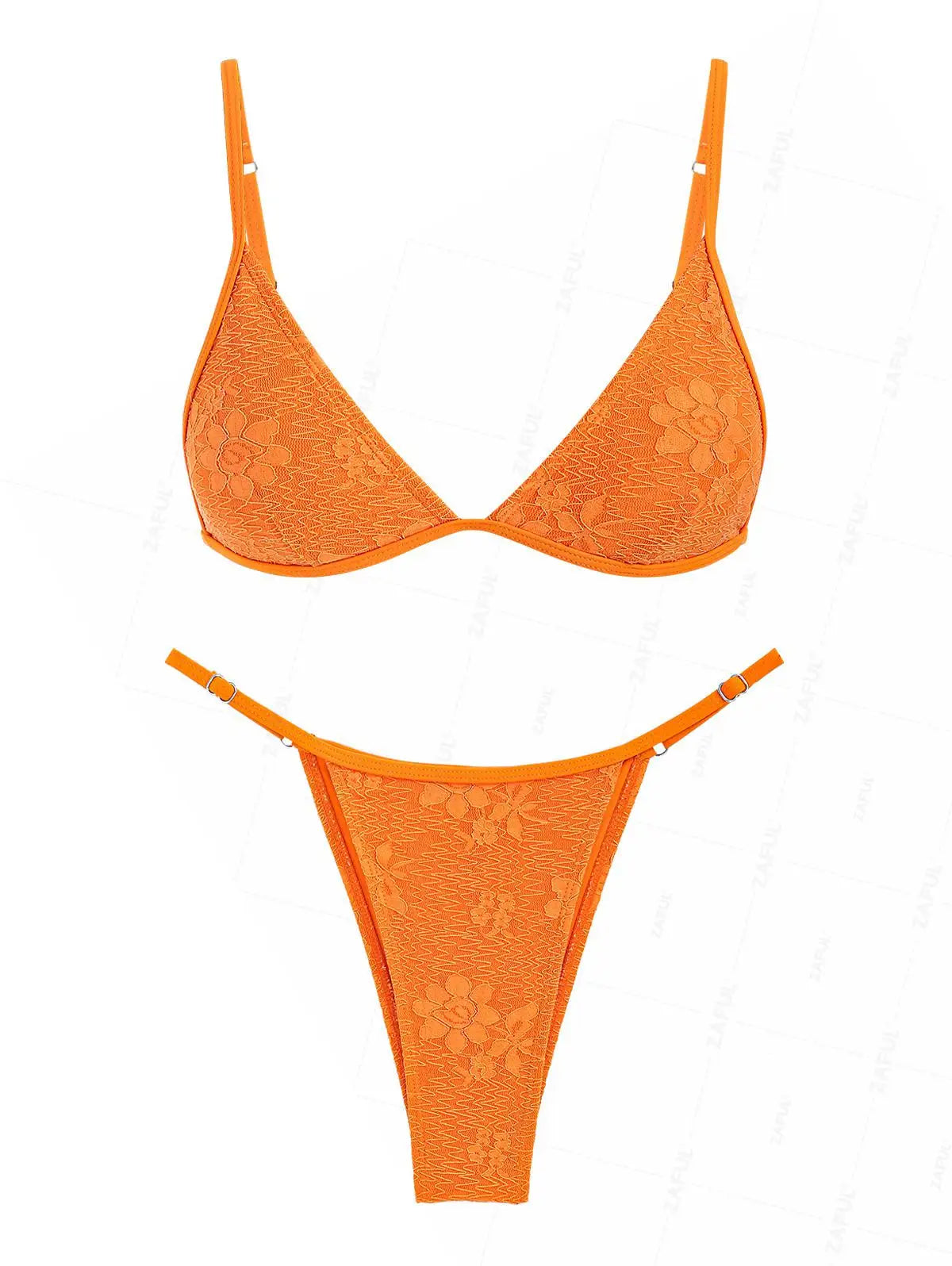 Biquíni sexy de renda modelo triângulo para mulheres, estampa floral, parte de baixo estilo tanga com tiras, conjunto de duas peças, moda praia feminina.