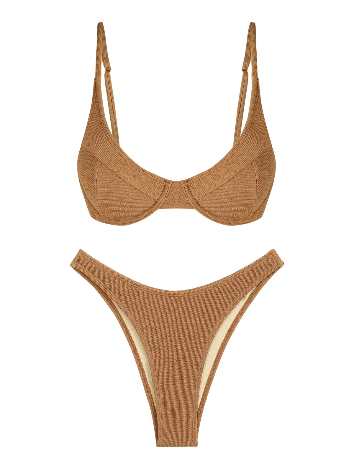 Biquíni feminino sexy de cor lisa, conjunto de duas peças.