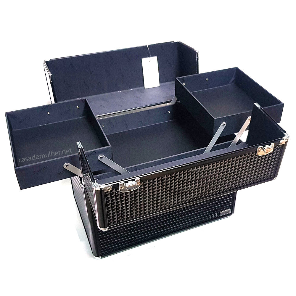 Maleta Grande para Maquiagem e Acessórios Cisne CSNA182 Pret