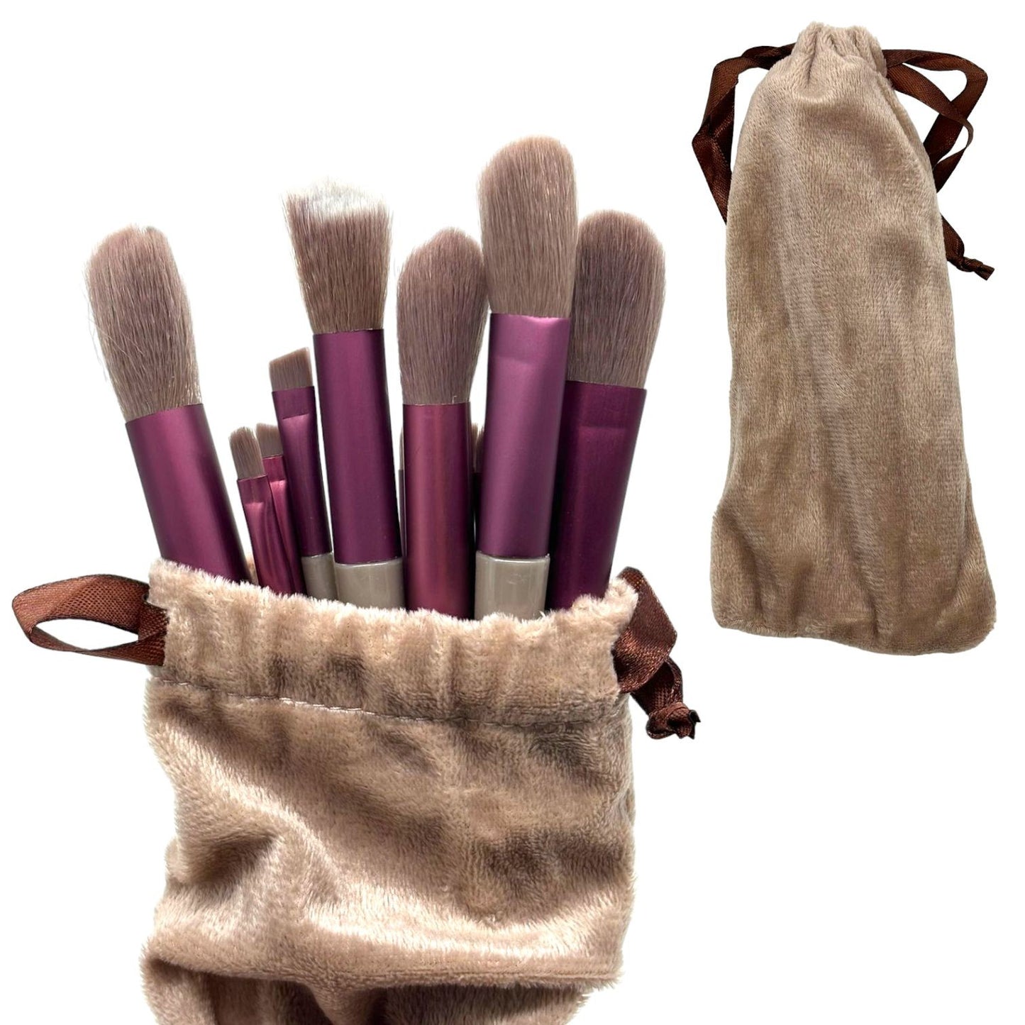 Kit Completo com 12 Pinceis de Maquiagem Make Com Saquinho de Veludo 