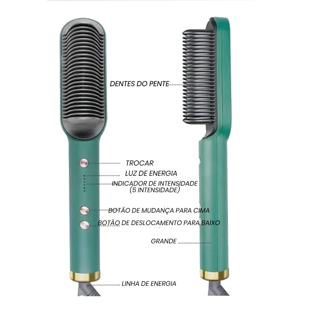 Chapinha Escova Secadora Profissional de Cabelo Pente Alisamento Elétrico 