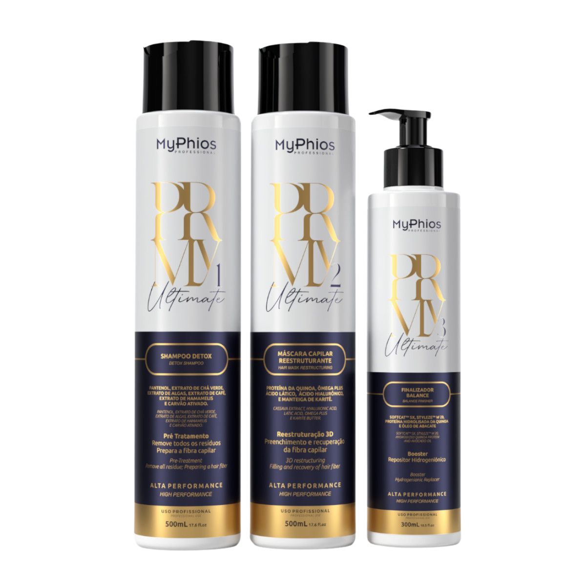 Kit Ultimate PRMY Shampoo, Máscara E Finalizador Myphios 