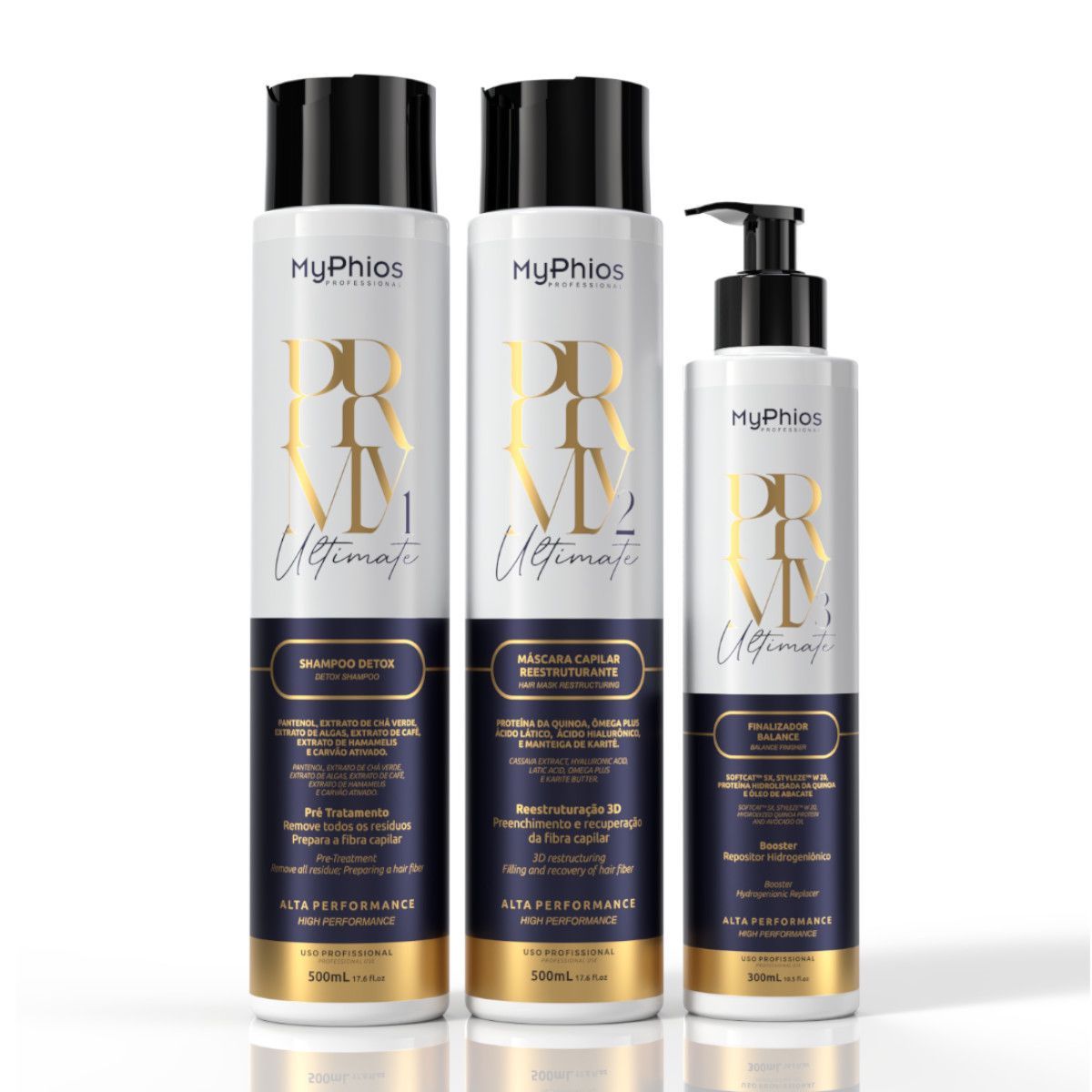 Kit Ultimate PRMY Shampoo, Máscara E Finalizador Myphios 