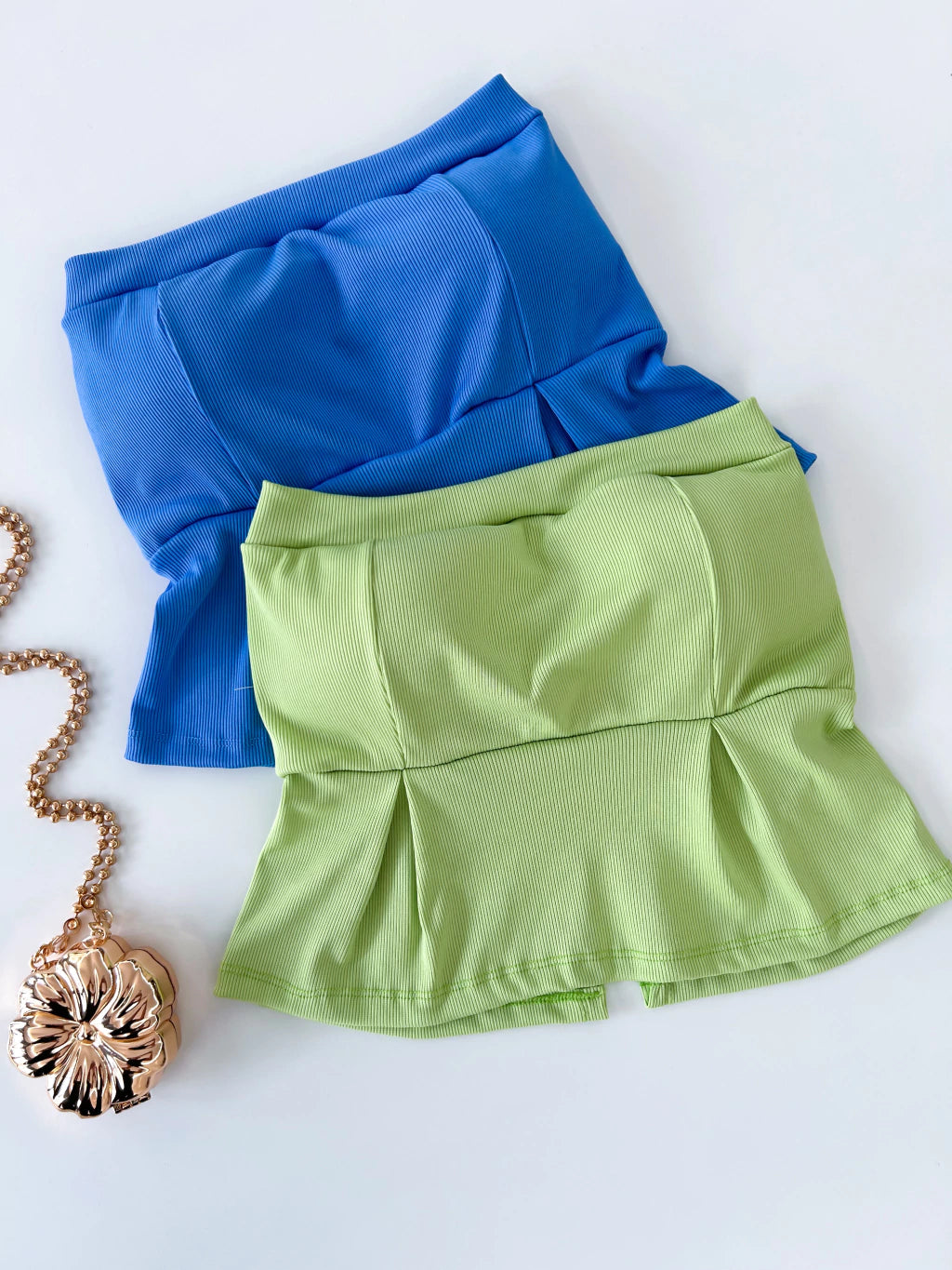 Cropped Feminino em Ribana sem Alça com Babado Simone