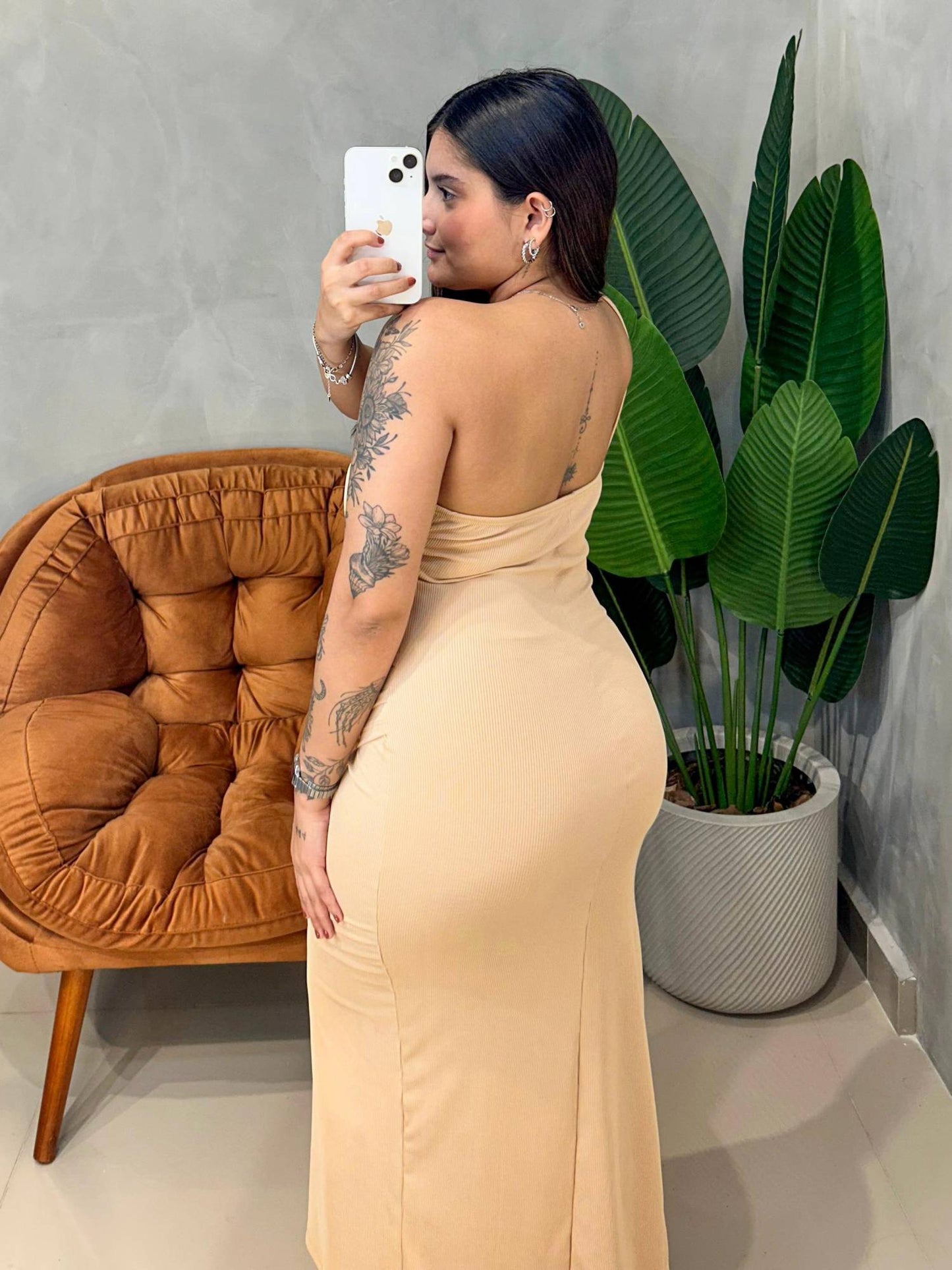 Vestido Midi em Ribana Alça Única Transpassado Roberta