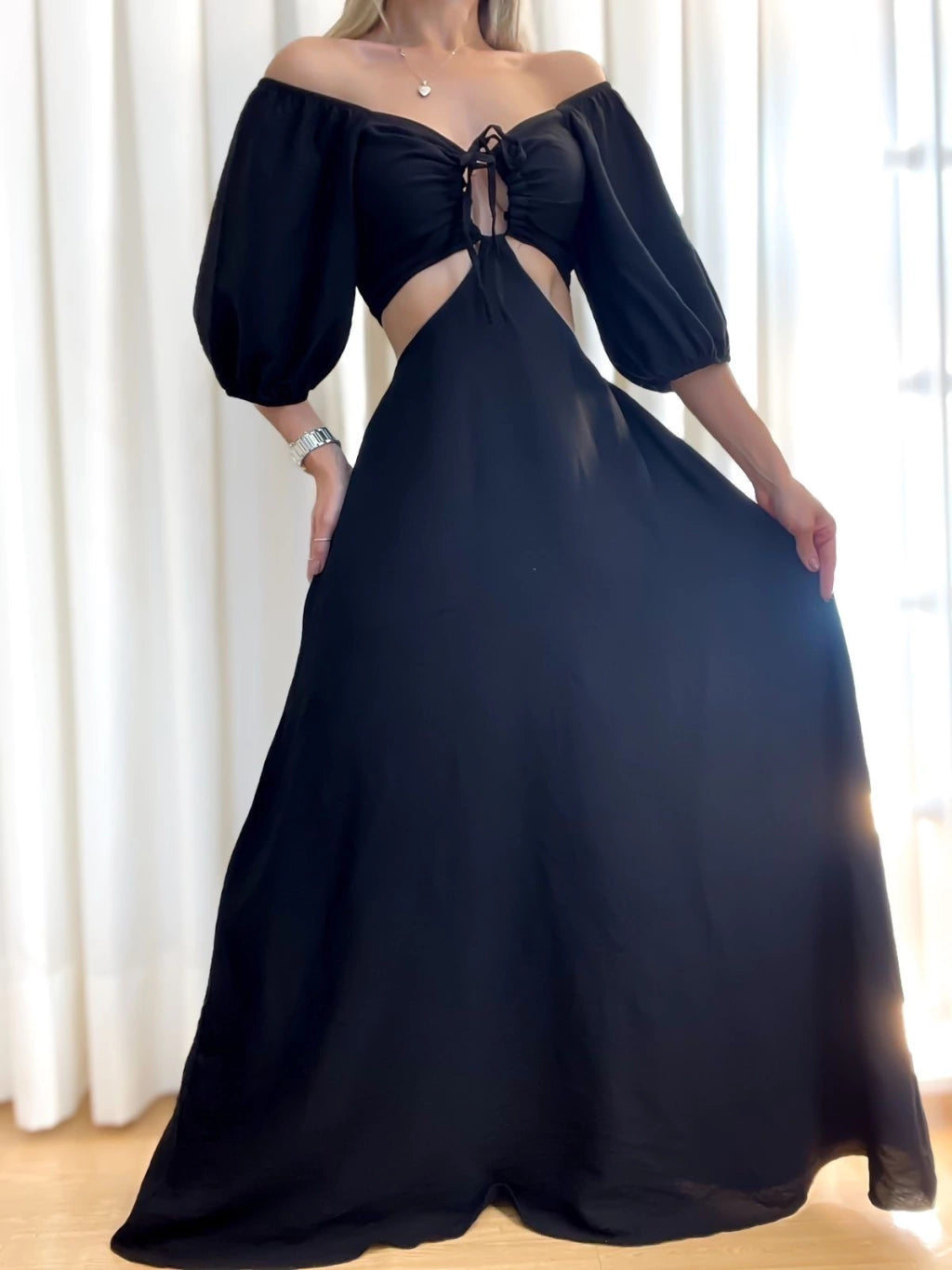 Vestido Conjunto Longo Feminino Ciganinha Amarração Camila